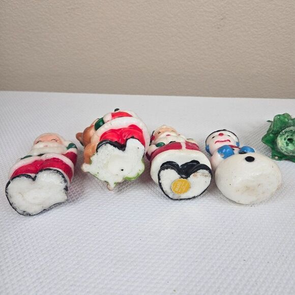Vintage Gurly Halo Christmas Candle Lot 10 Santa Snowman Angel Tree Choir - Picture 16 of 16
